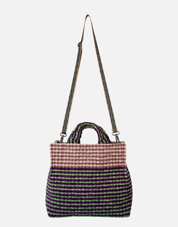Green & Pink Medium Cotton Velvet Tote