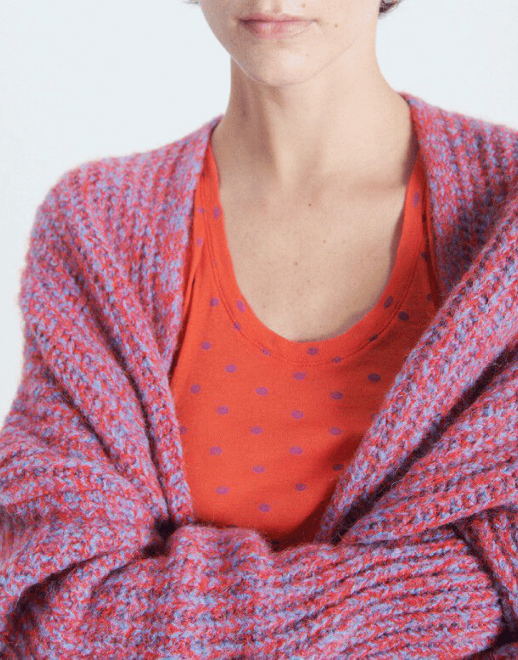 Chilli Red Melange Wool Blend East Cardigan