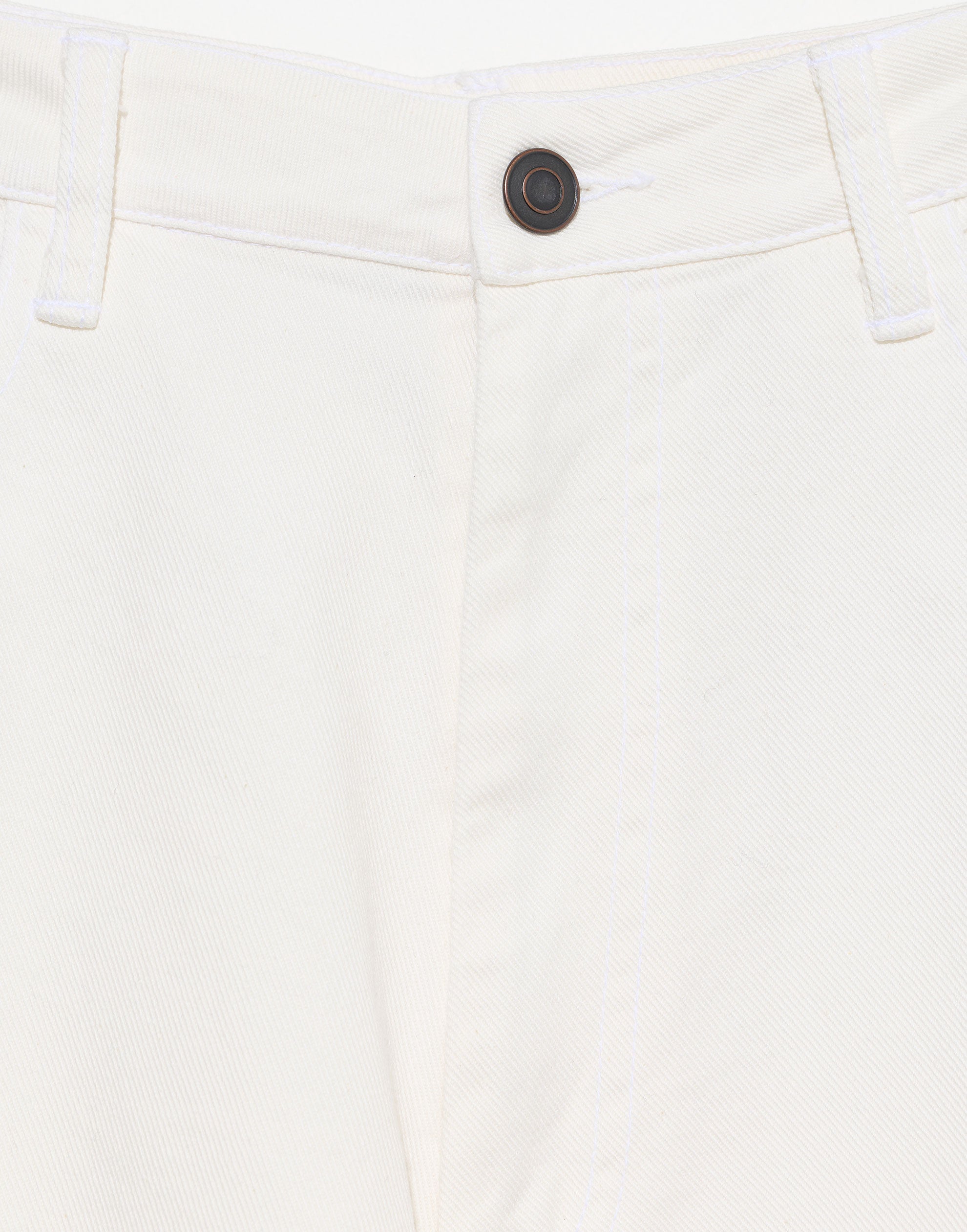 White Cotton Twill Barrel Leg Pants