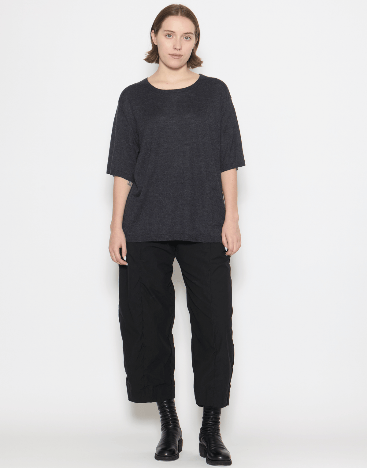 Graphite Cashmere & Silk Sen Knitted T-Shirt