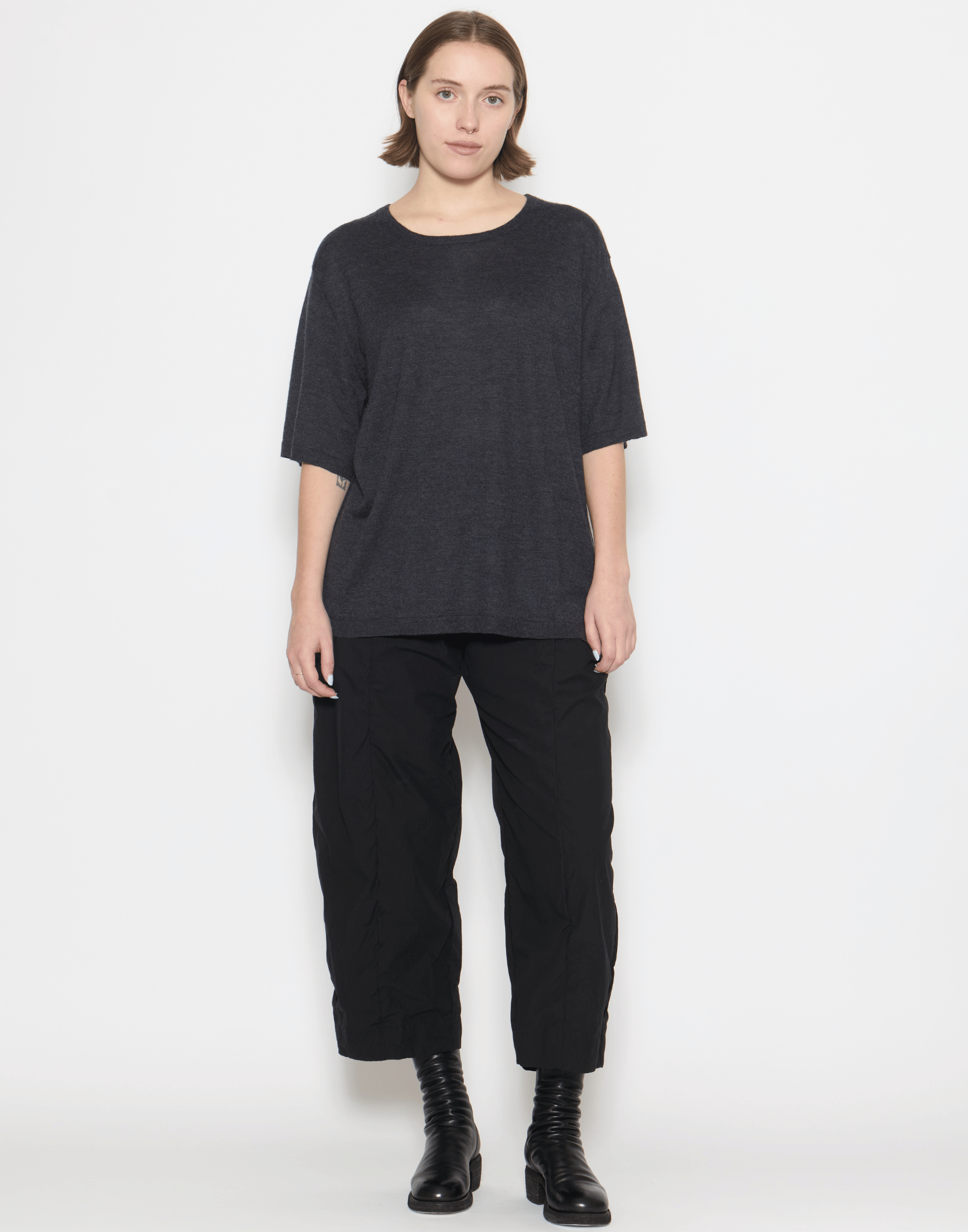 Graphite Cashmere & Silk Sen Knitted T-Shirt