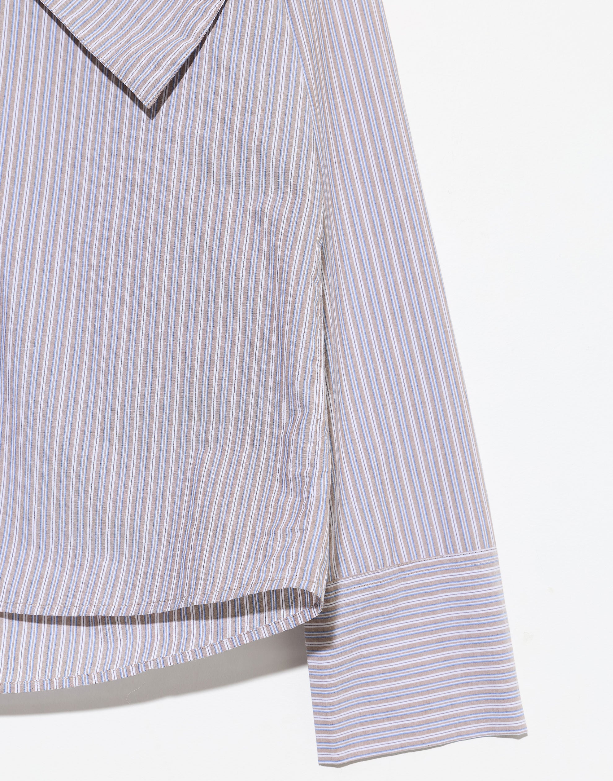 Seas Stripe Cotton Collared Tie Shirt