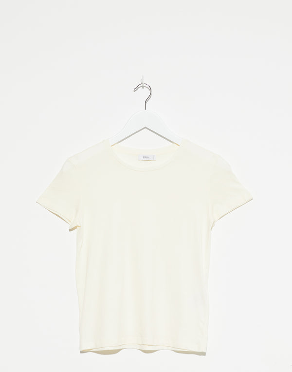 Ecru Cotton Basic T-Shirt