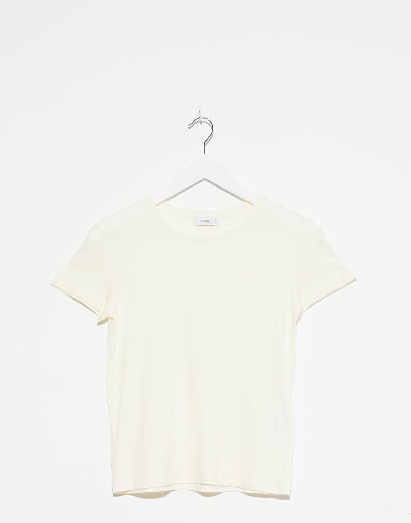 Ecru Cotton Basic T-Shirt
