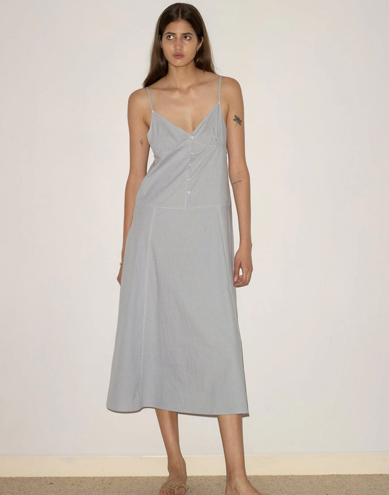 Sky Stripe Cotton Double Seam Dress
