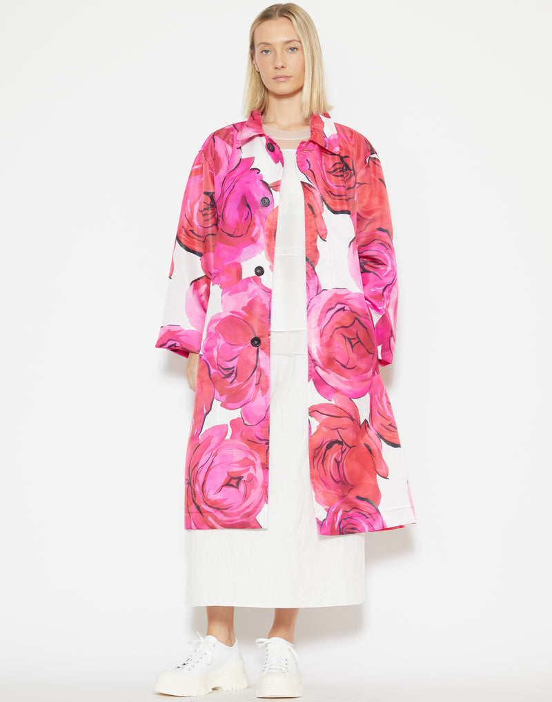 Magenta Floral Nylon Calpe Coat