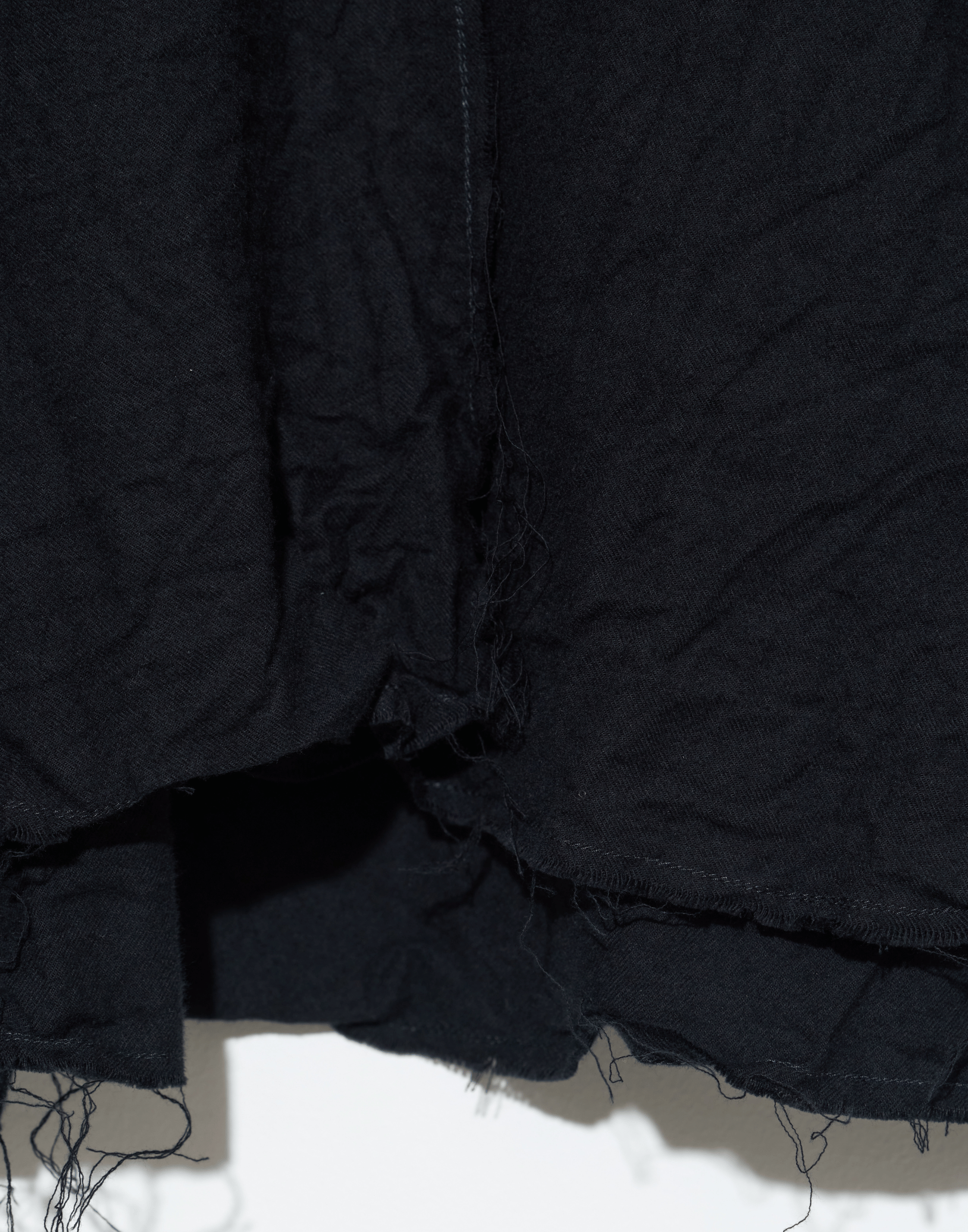 Black Cotton Flannel Open Front Top