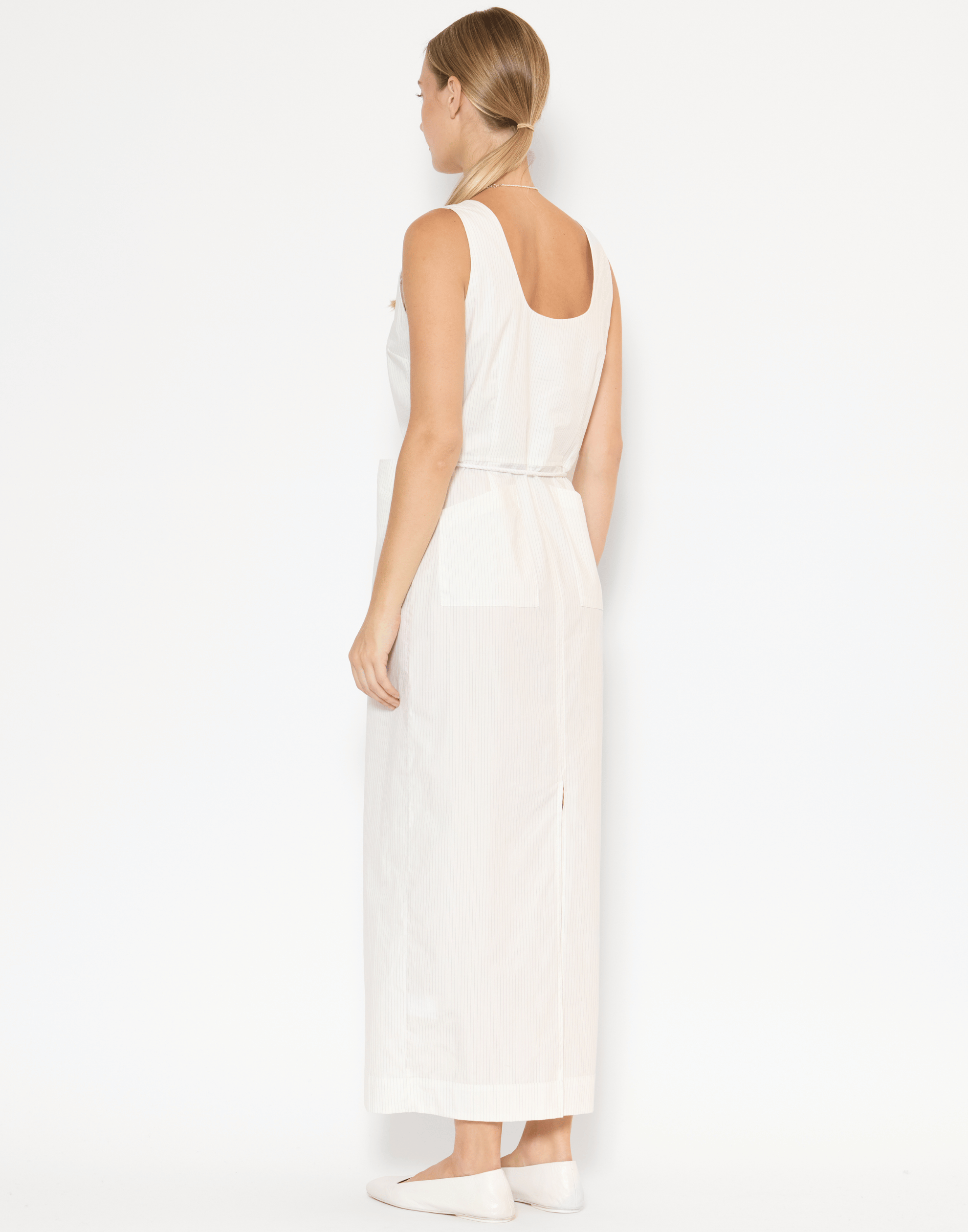 White Pinstripe Cotton Floss Dress