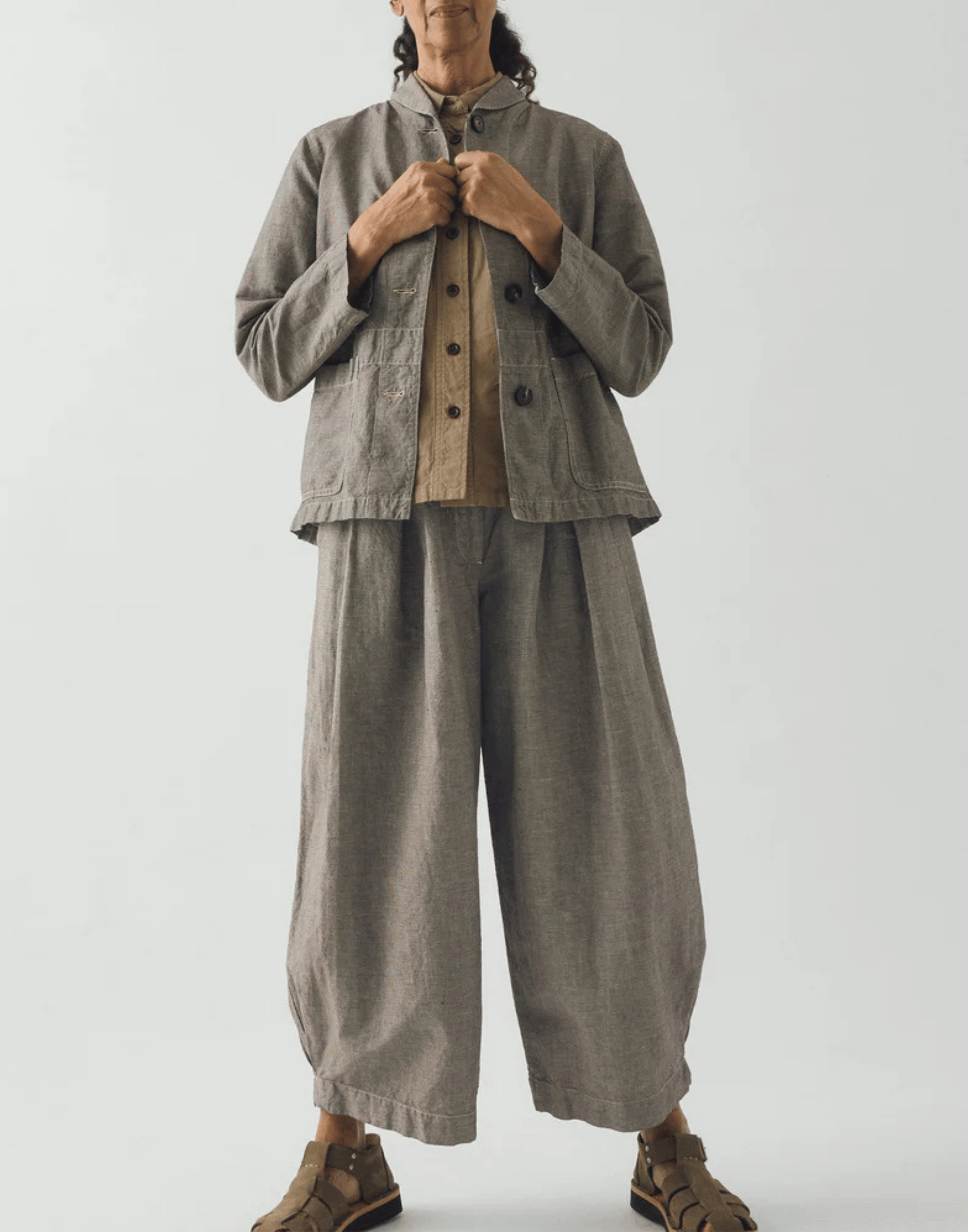 Micro Houndstooth Cotton & Linen Jacket