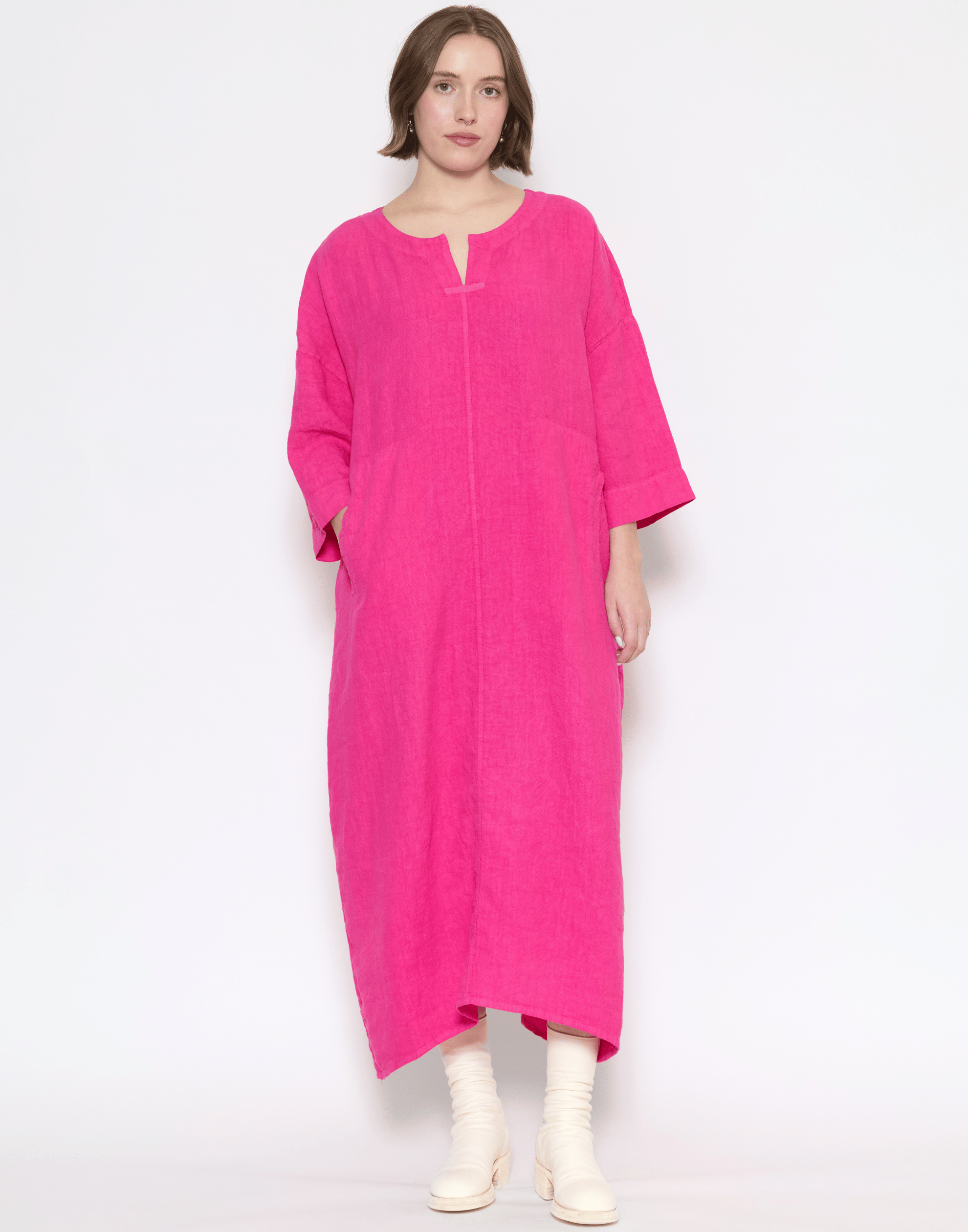 Fuchsia Linen Dora Dress