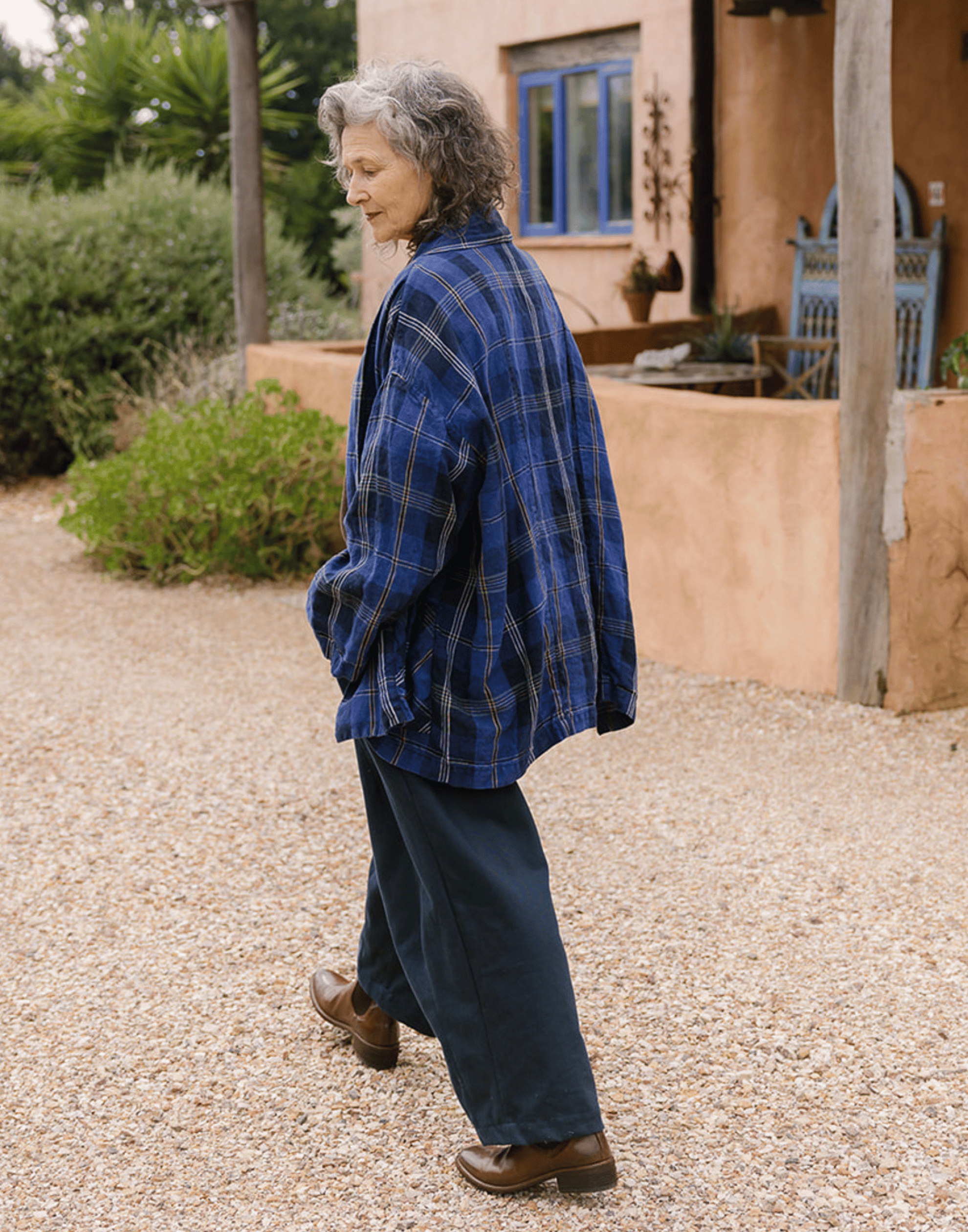 Navy Cotton Twill Stevie Barrel Pants