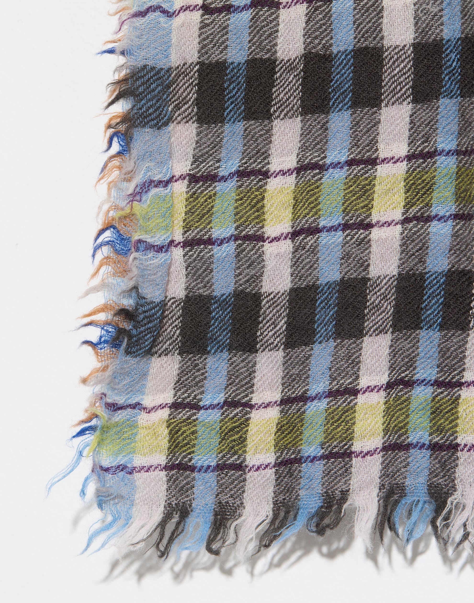 Blue & Brown Check Wool Scarf
