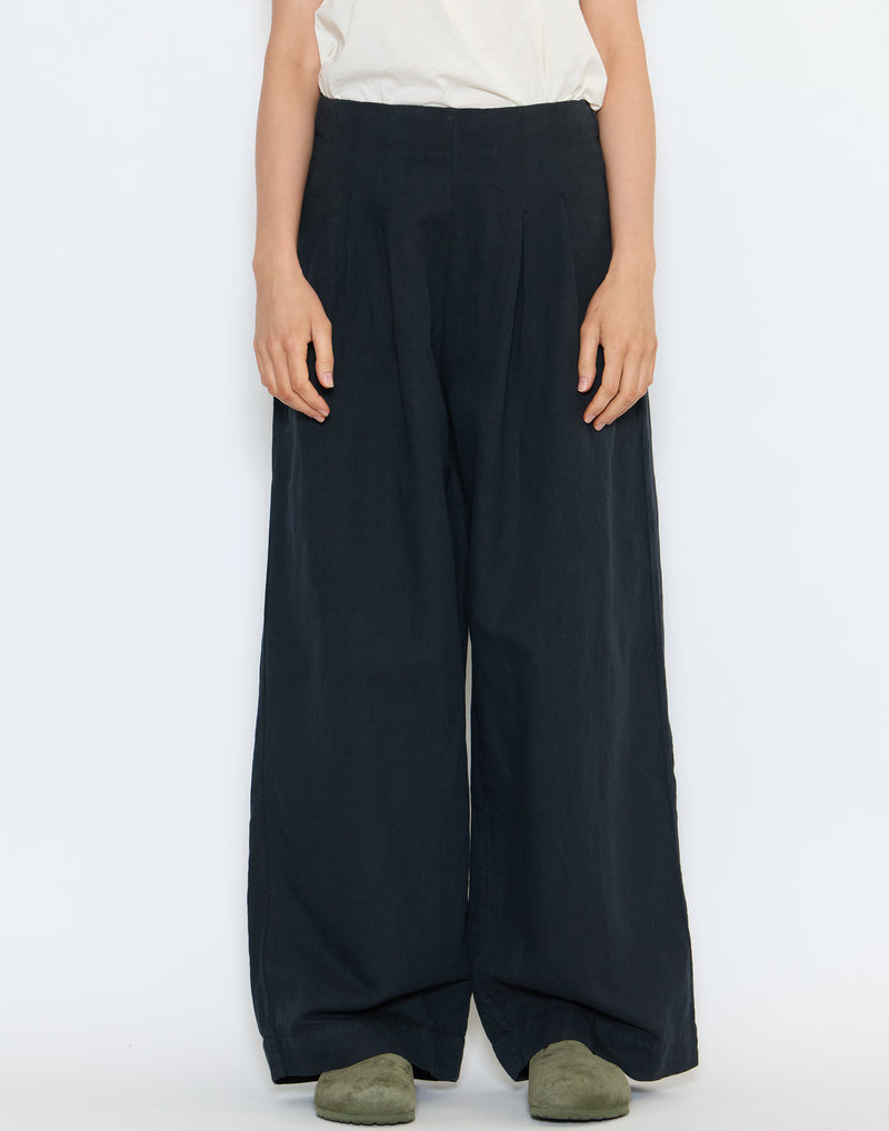Slate Navy Cotton & Linen Corinne Trousers