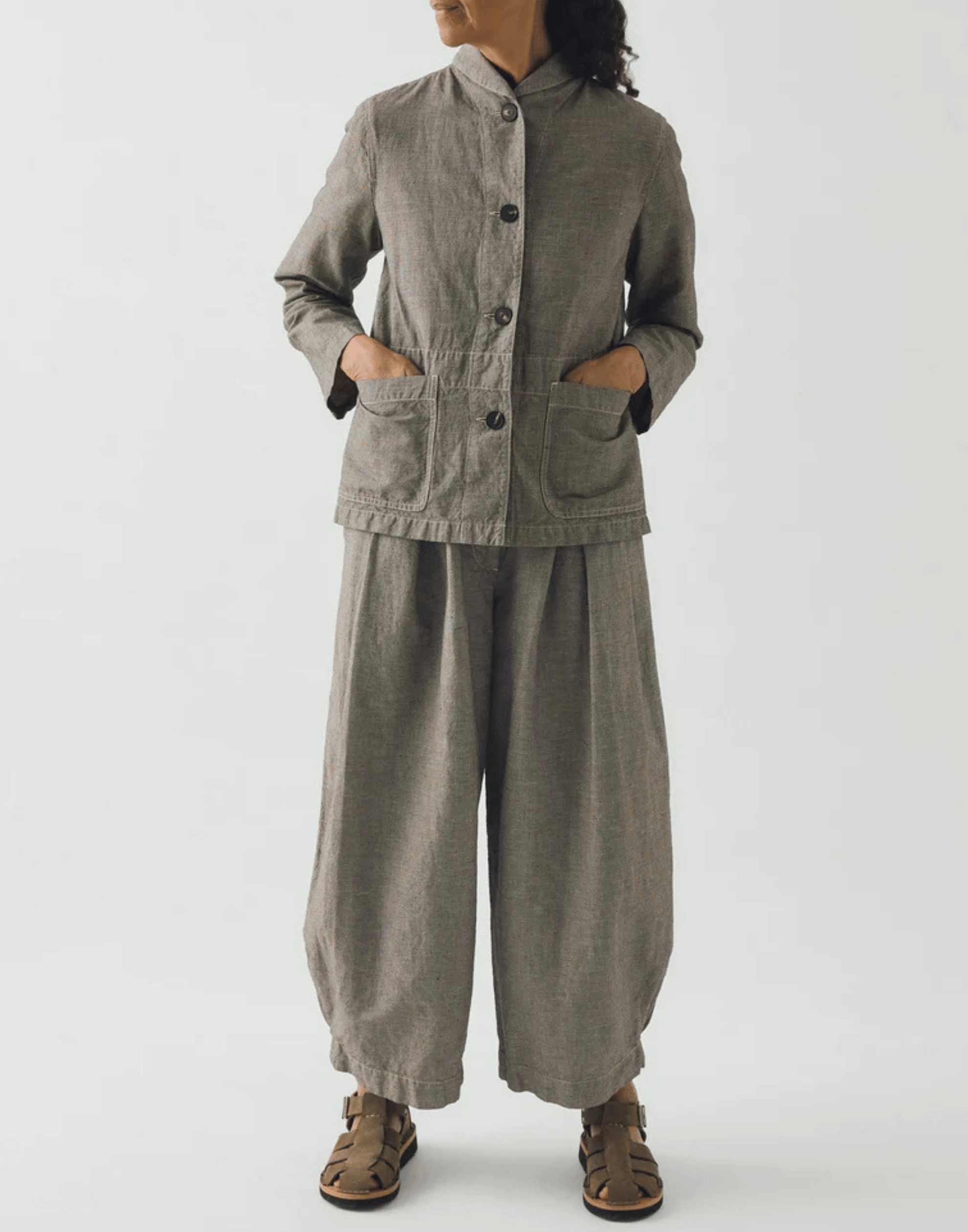 Micro Houndstooth Cotton & Linen Jacket