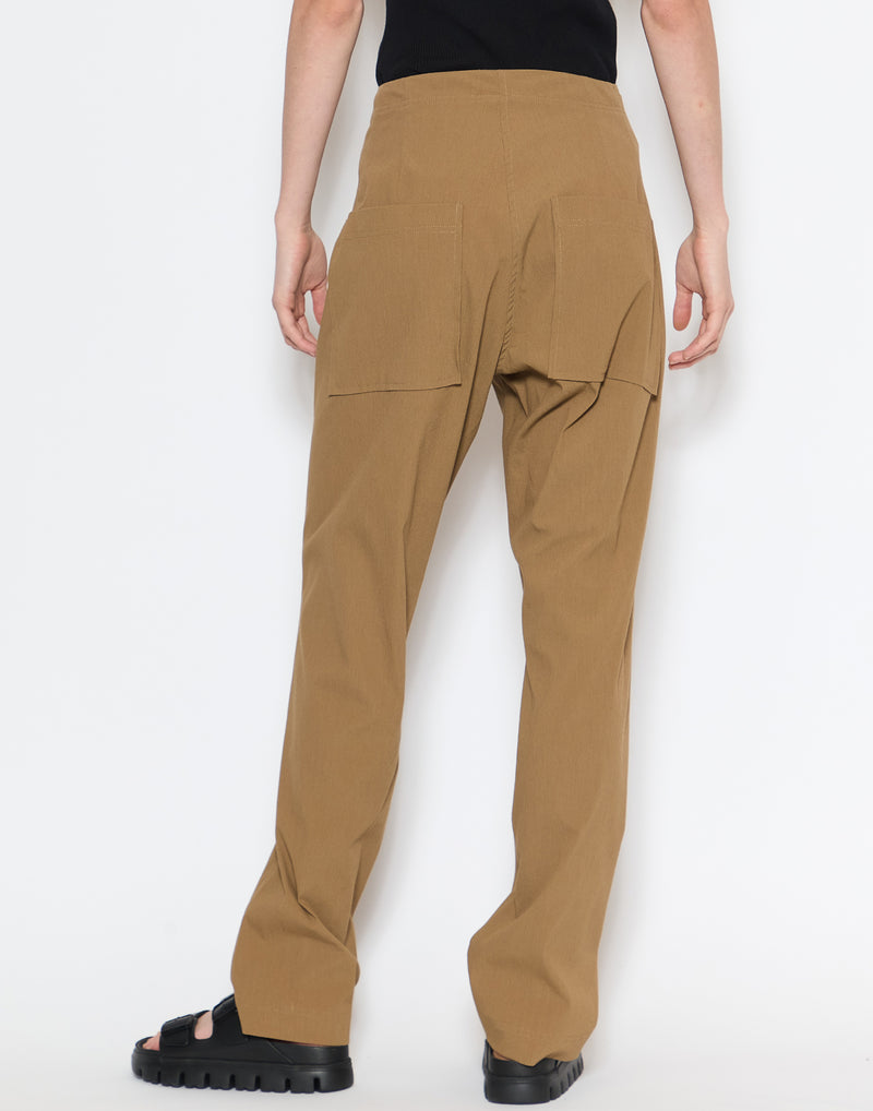 Camel Viscose & Wool Blend Stretch Pants