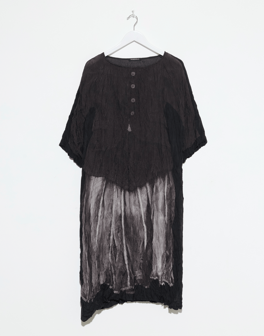 Black Panel Print Cupro Dress