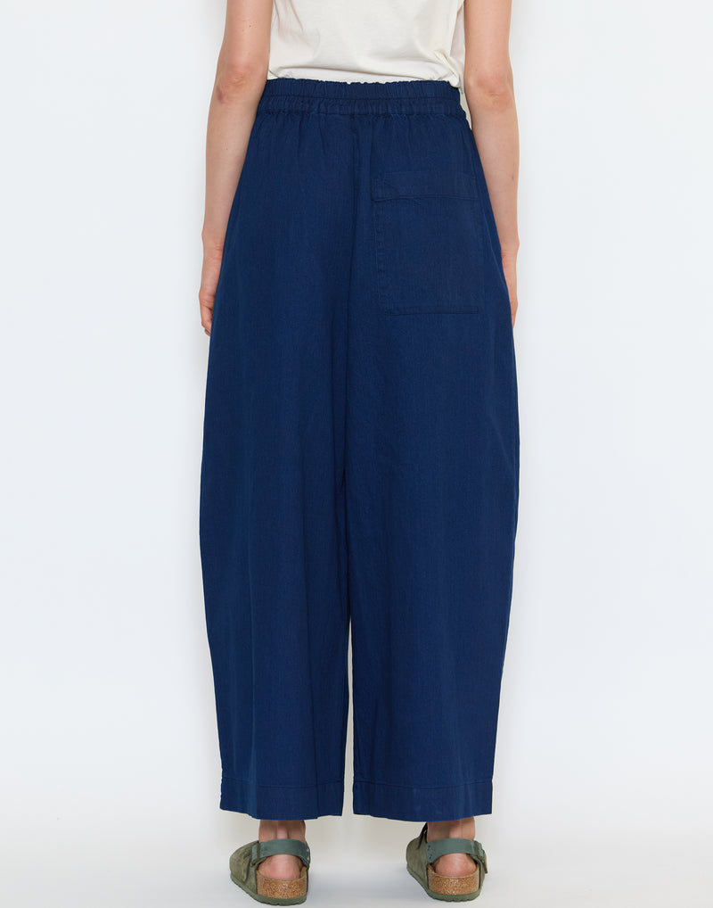 Indigo Cotton Twill Pull On Trousers