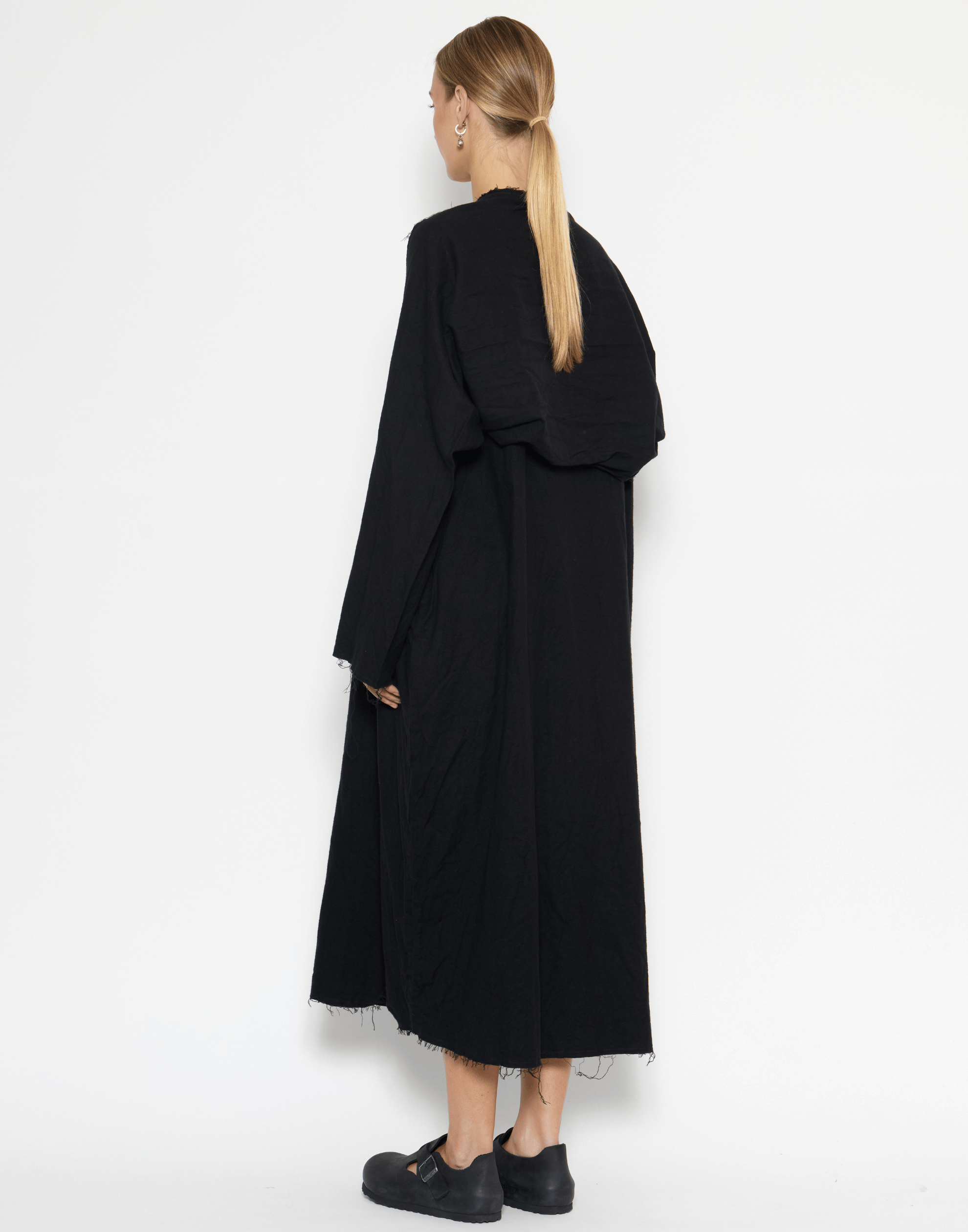 Black Cotton Flannel Sleeveless Dress