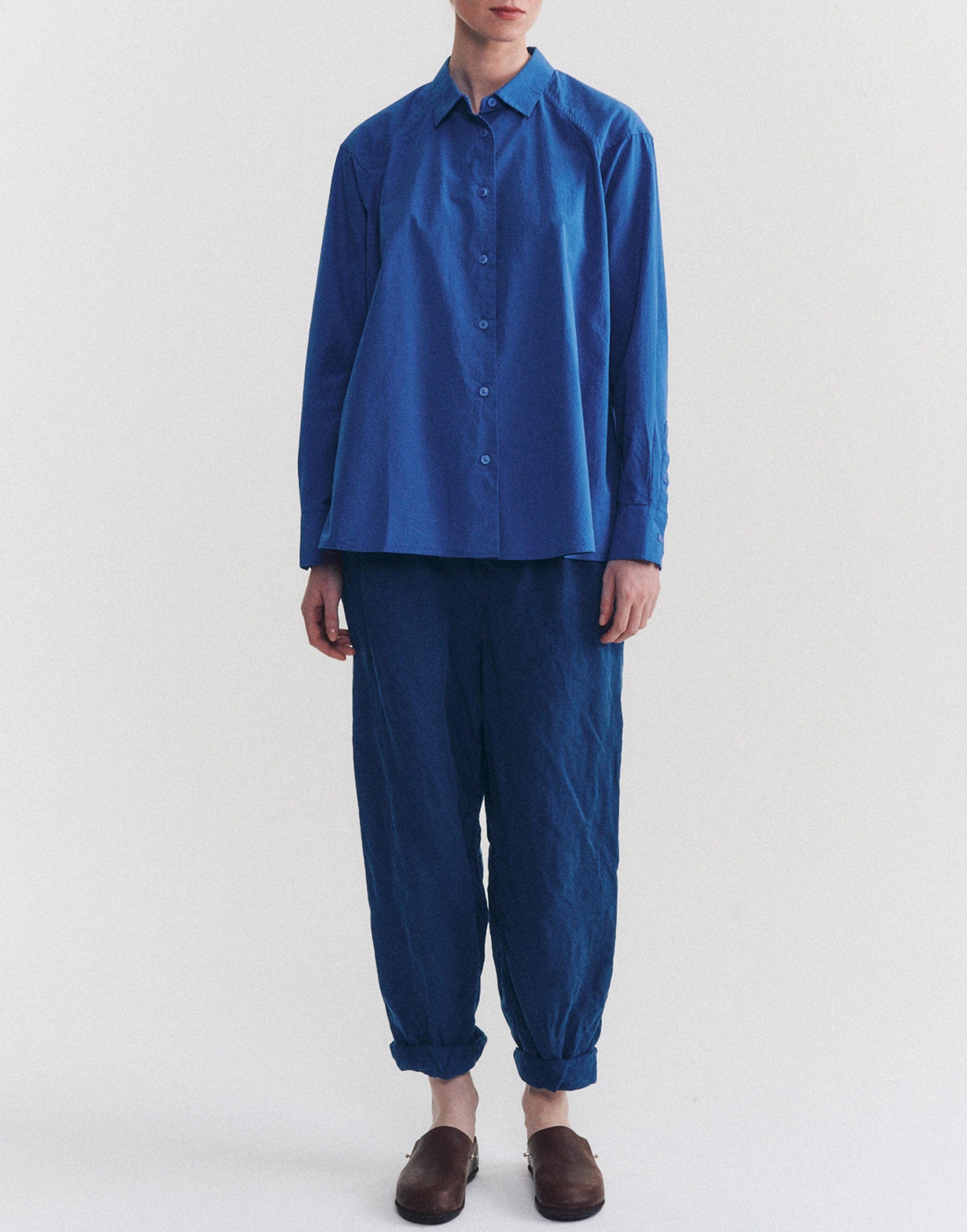Mid Blue Cotton Drays Travail Shirt