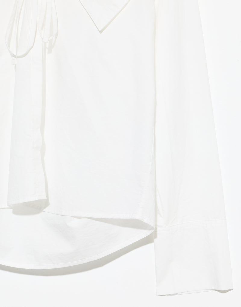White Cotton Collared Tie Shirt