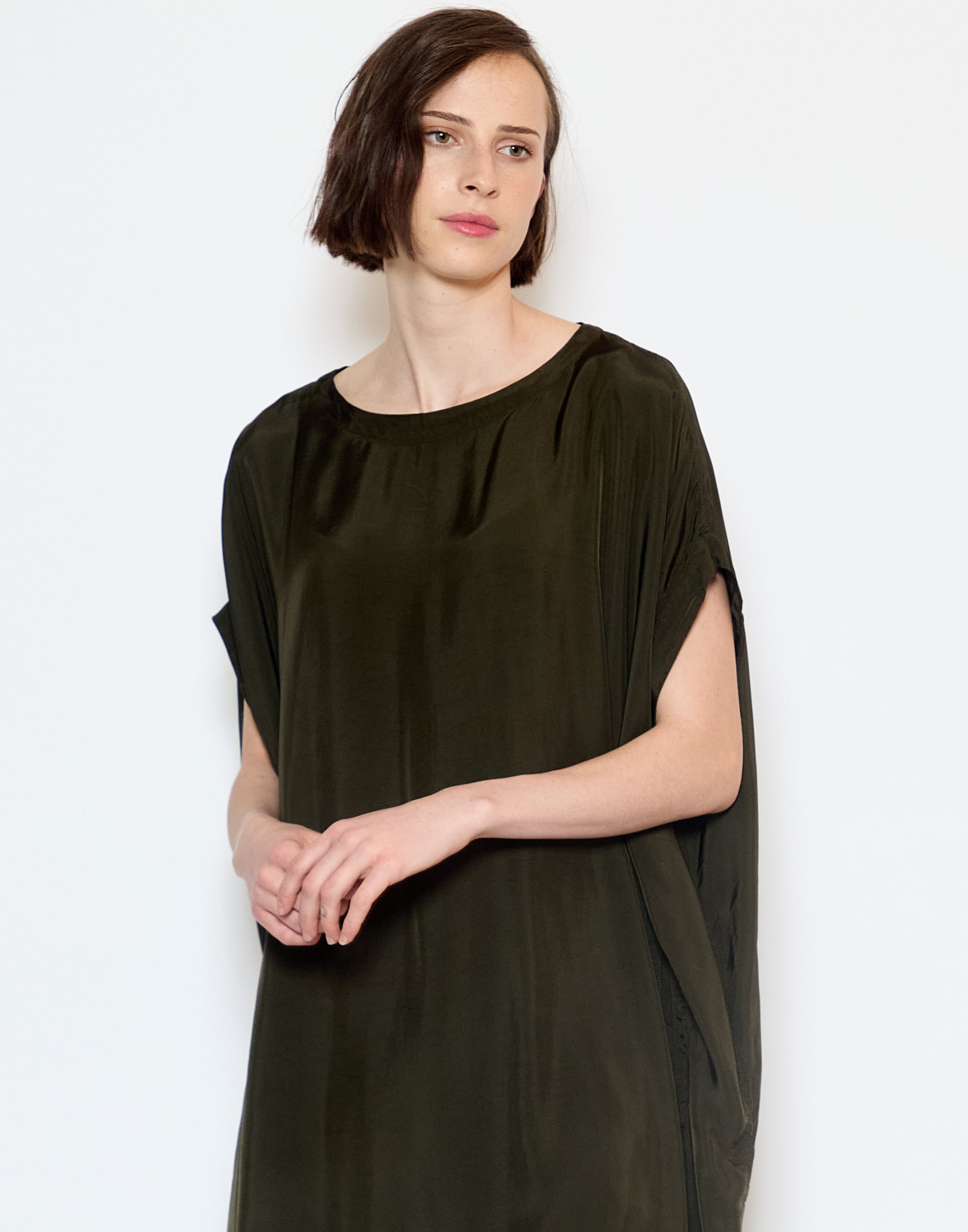 Khaki Viscose Francesca Dress