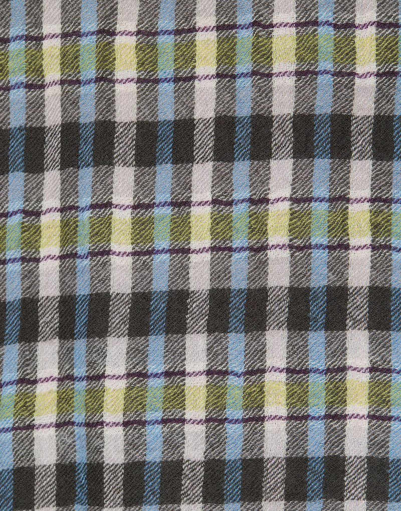 Blue & Brown Check Wool Scarf
