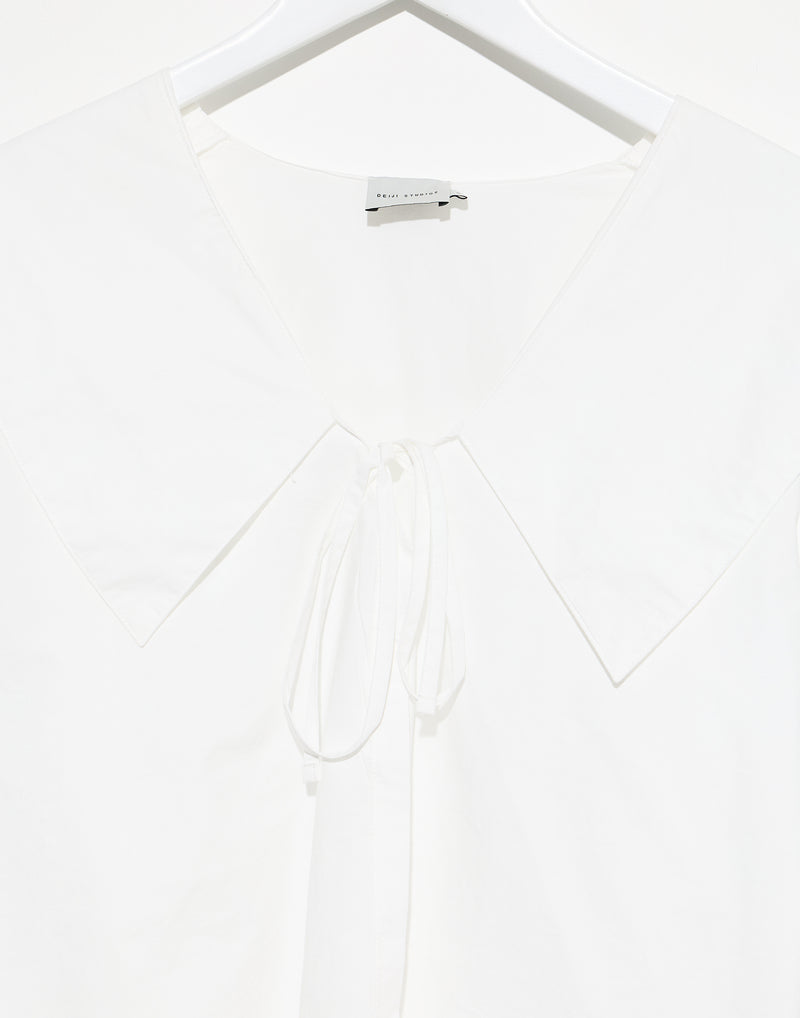 White Cotton Collared Tie Shirt