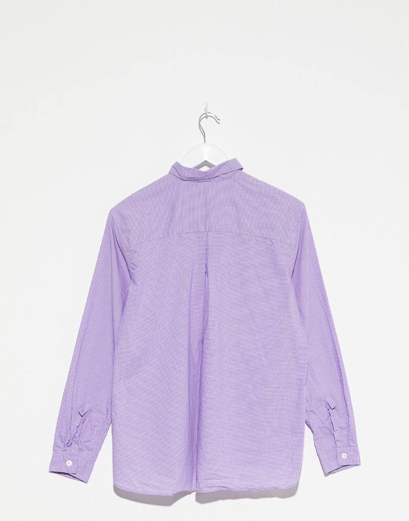 Lavender Check Cotton Loose Tyrol Shirt