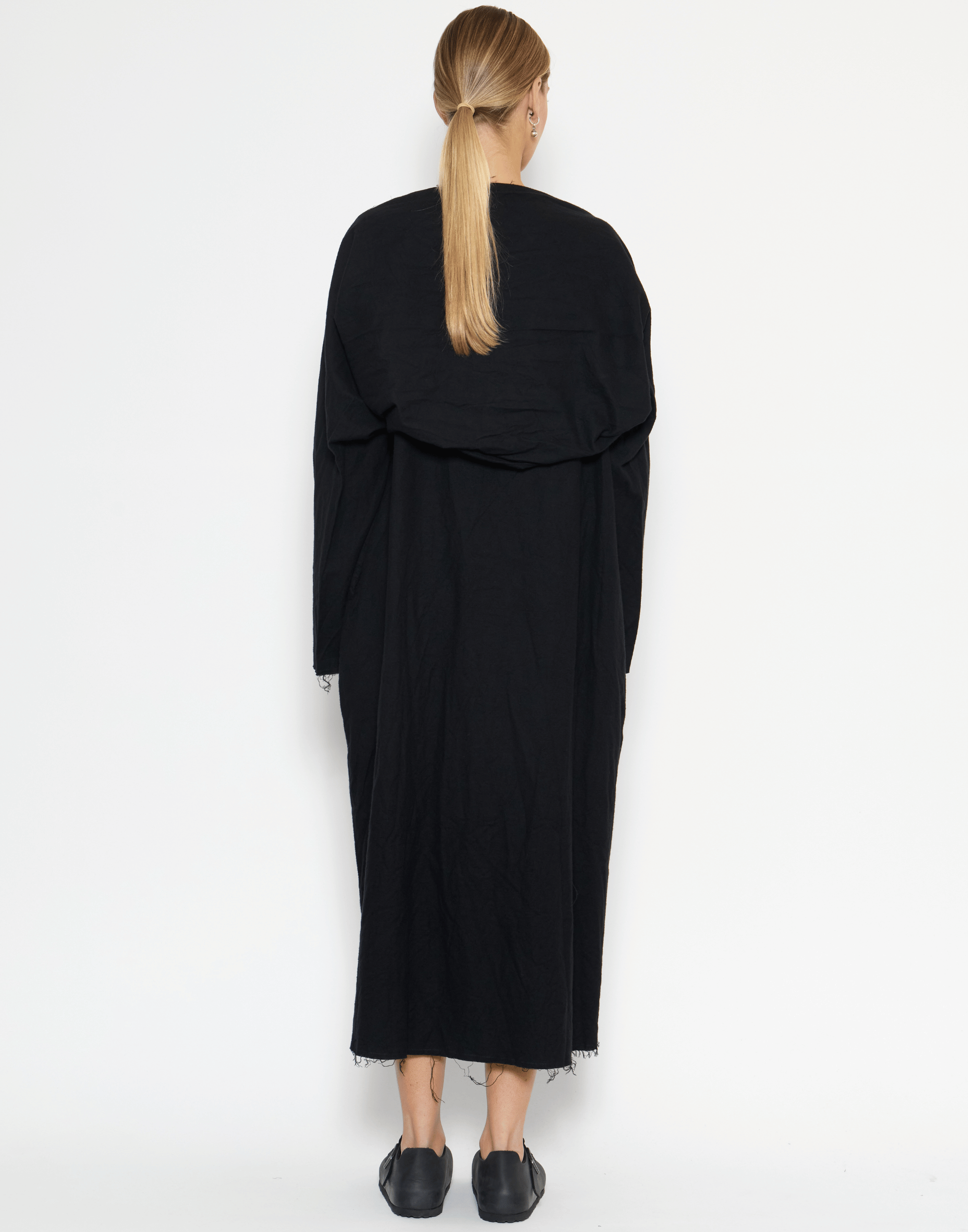 Black Cotton Flannel Sleeveless Dress