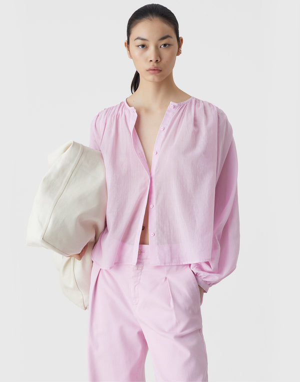 Dahlia Pink Cotton Voile Blouse