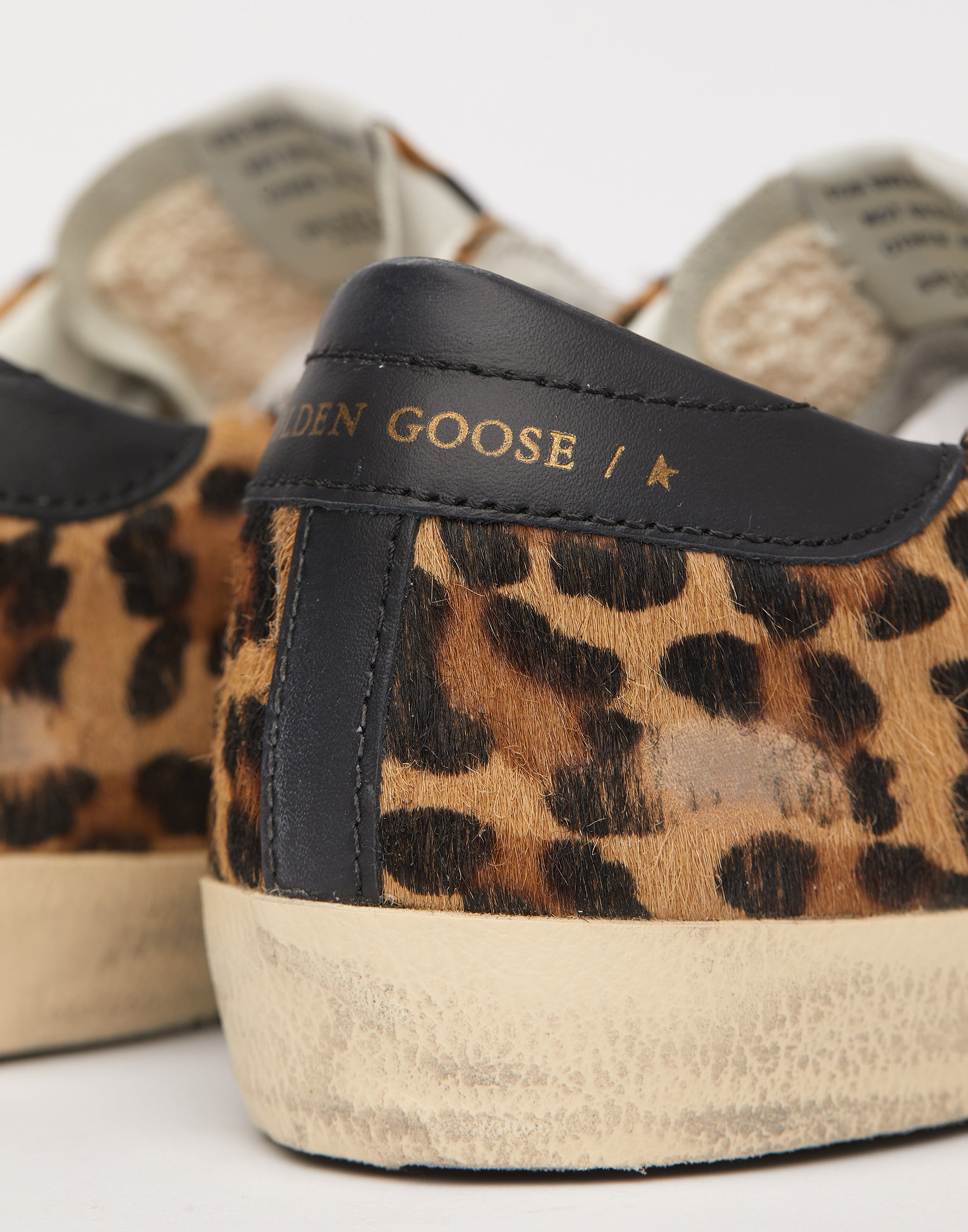 Leopard Print & Black Superstar Sneakers