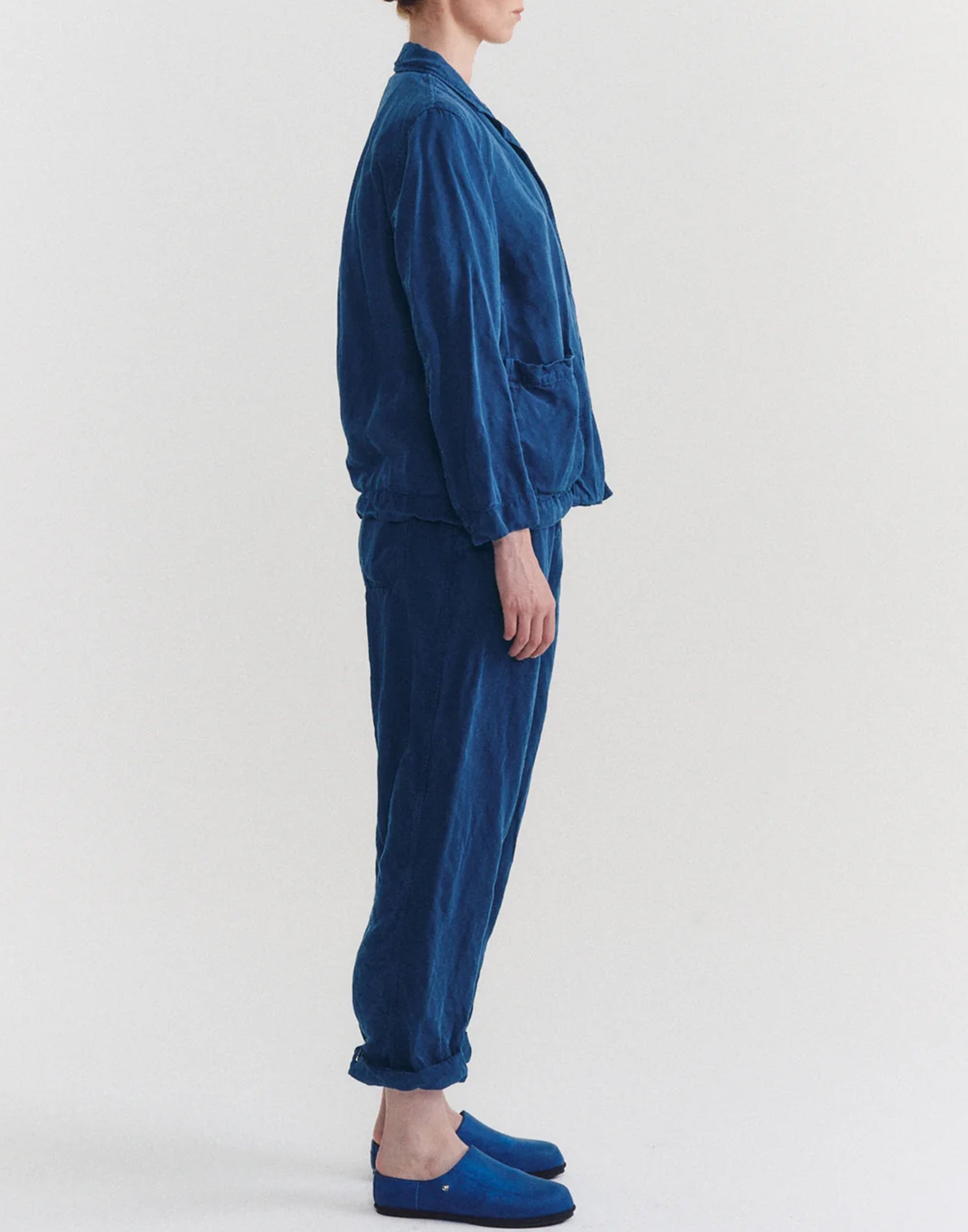 Blue Linen Blend Puddy Jacket