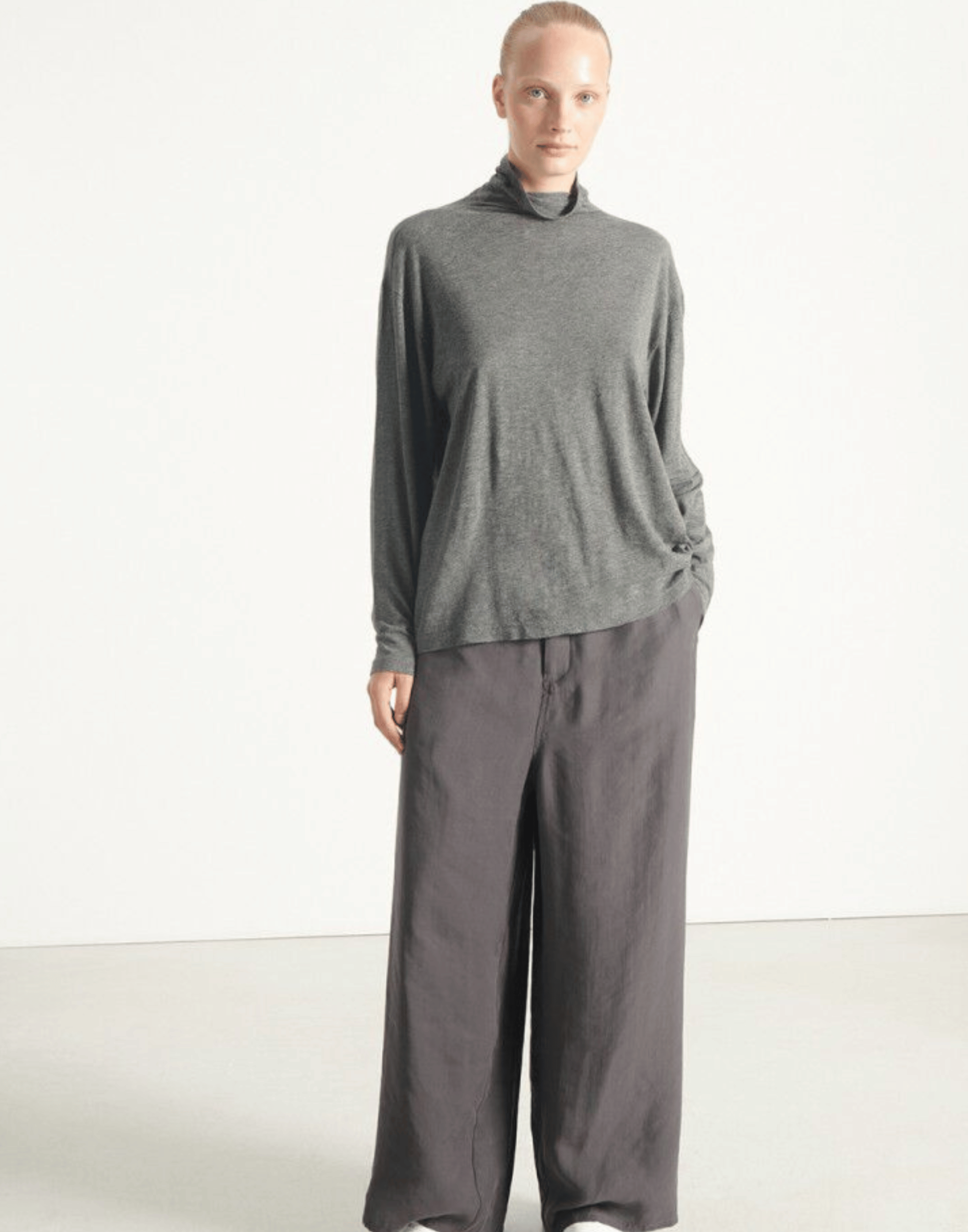 Charcoal Cotton Blend Jacksonville Long Sleeve Top