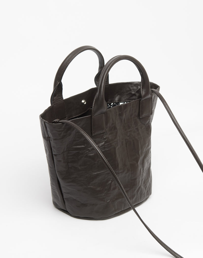 Ebony Eco Nappa Leather Basketino Bag