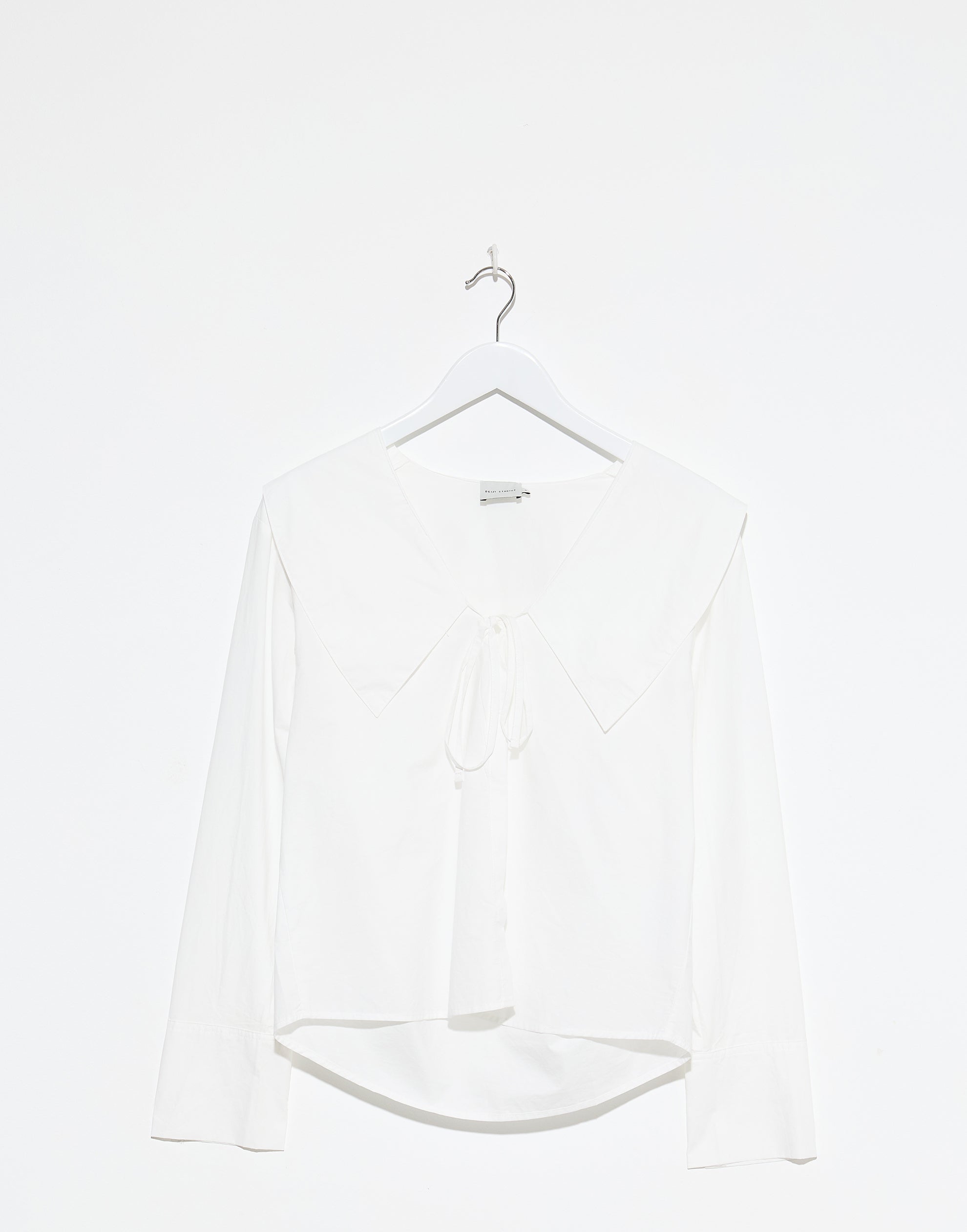 White Cotton Collared Tie Shirt
