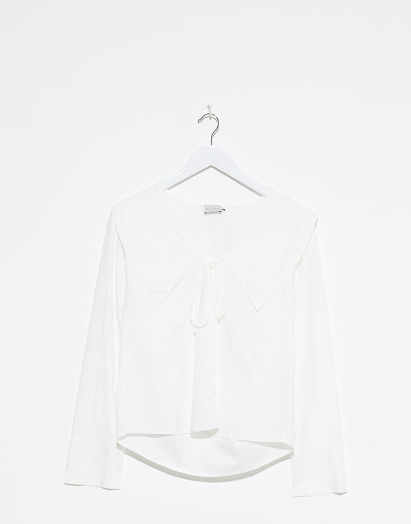 White Cotton Collared Tie Shirt