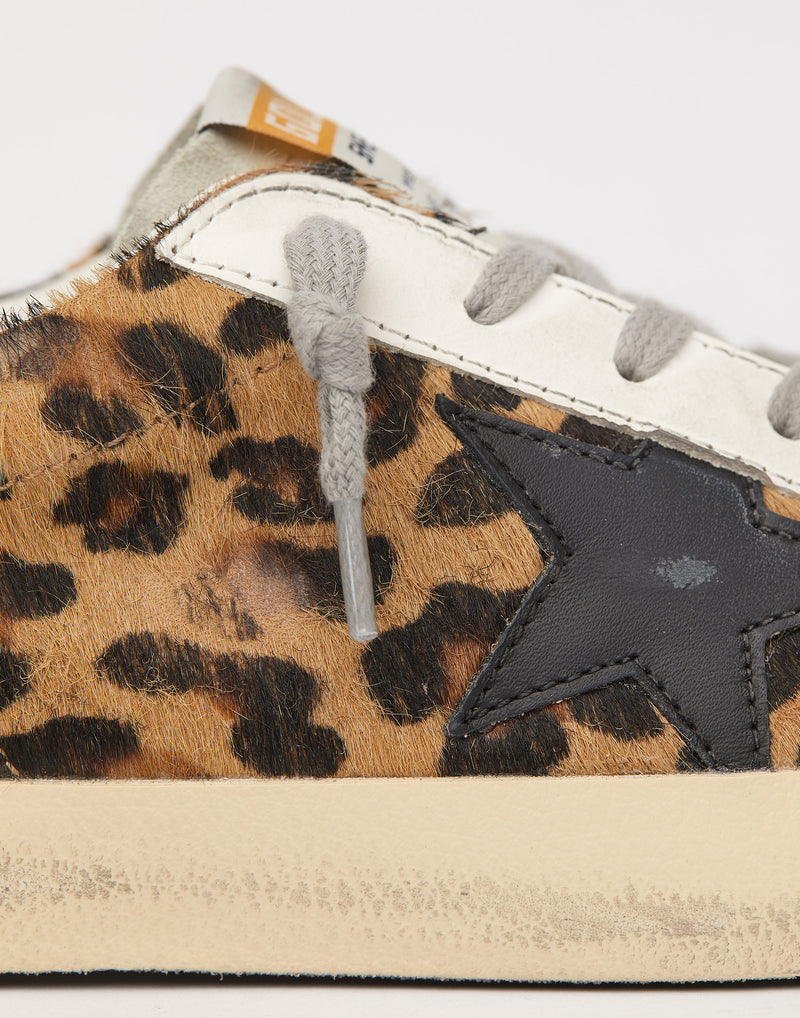 Leopard Print & Black Superstar Sneakers
