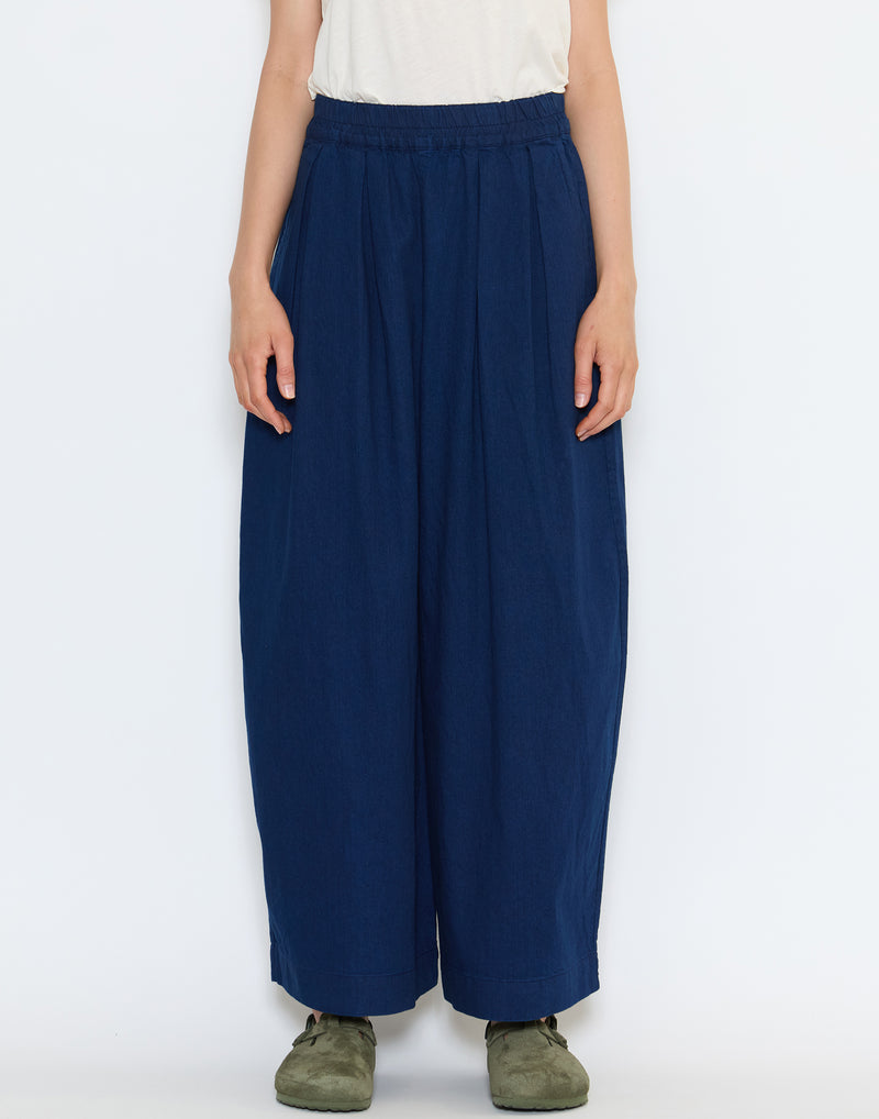 Indigo Cotton Twill Pull On Trousers