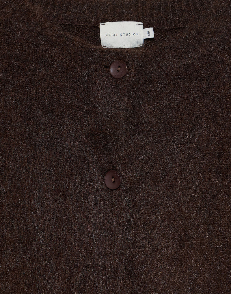 Brown Wool Blend Belted Cardigan