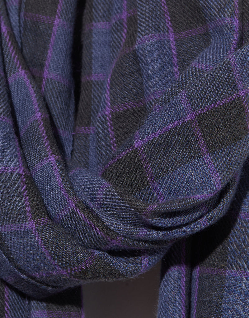 Navy Check Cashmere Himalaya Stole