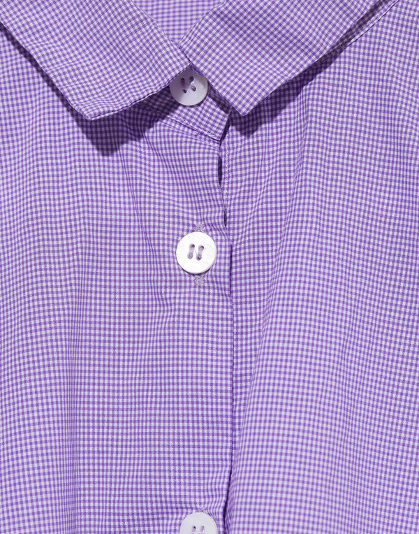 Lavender Check Cotton Loose Tyrol Shirt