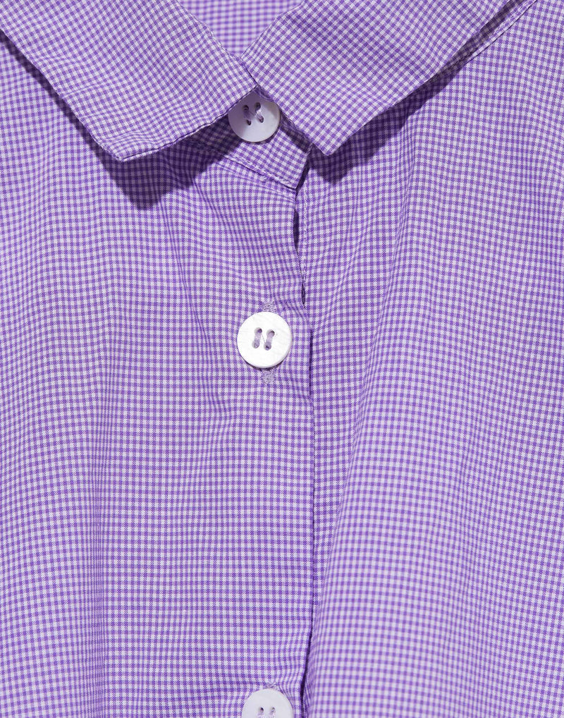 Lavender Check Cotton Loose Tyrol Shirt