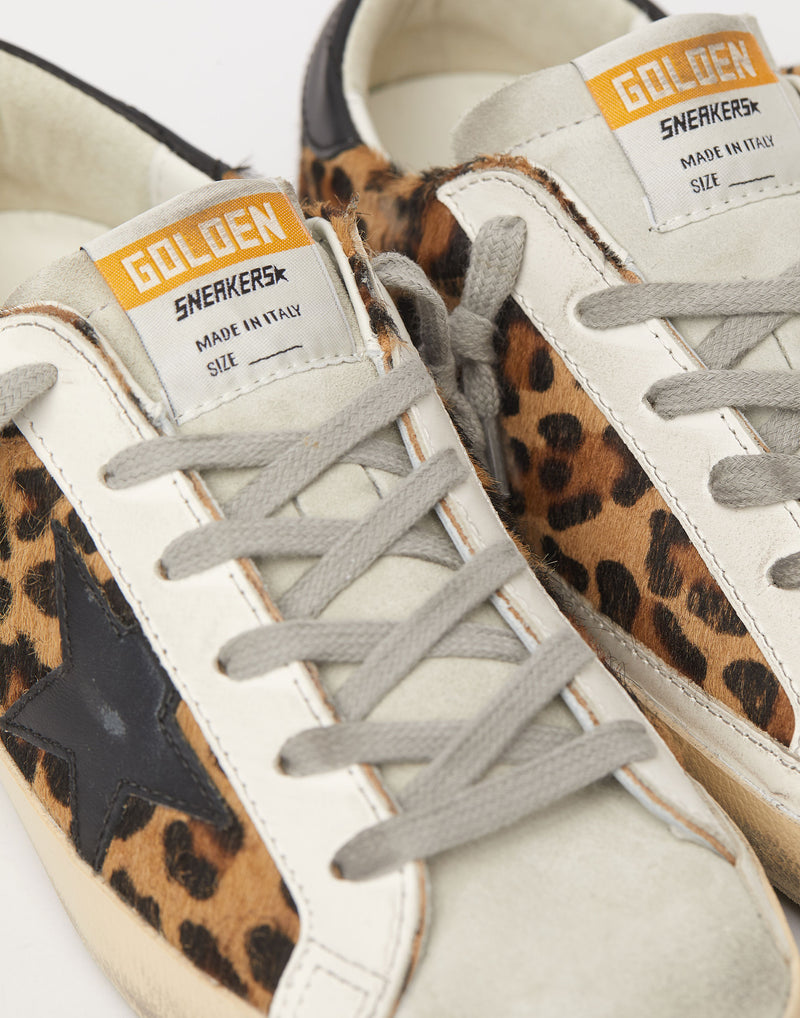 Leopard Print & Black Superstar Sneakers