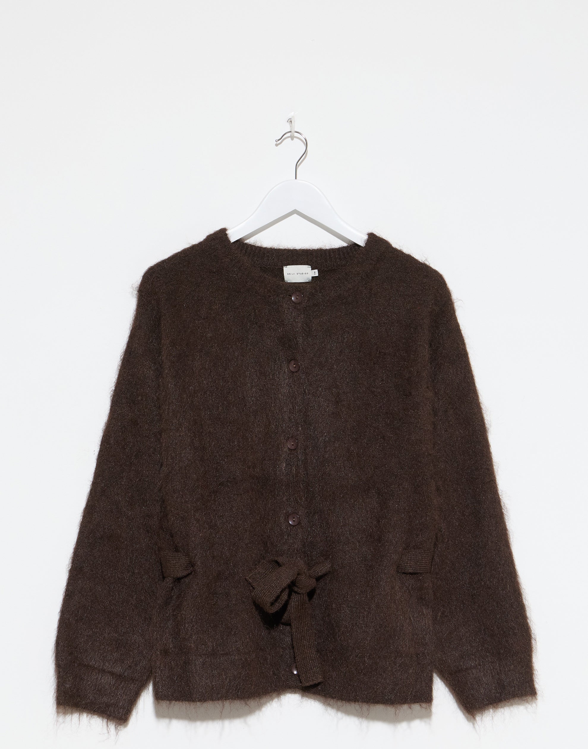 Brown Wool Blend Belted Cardigan