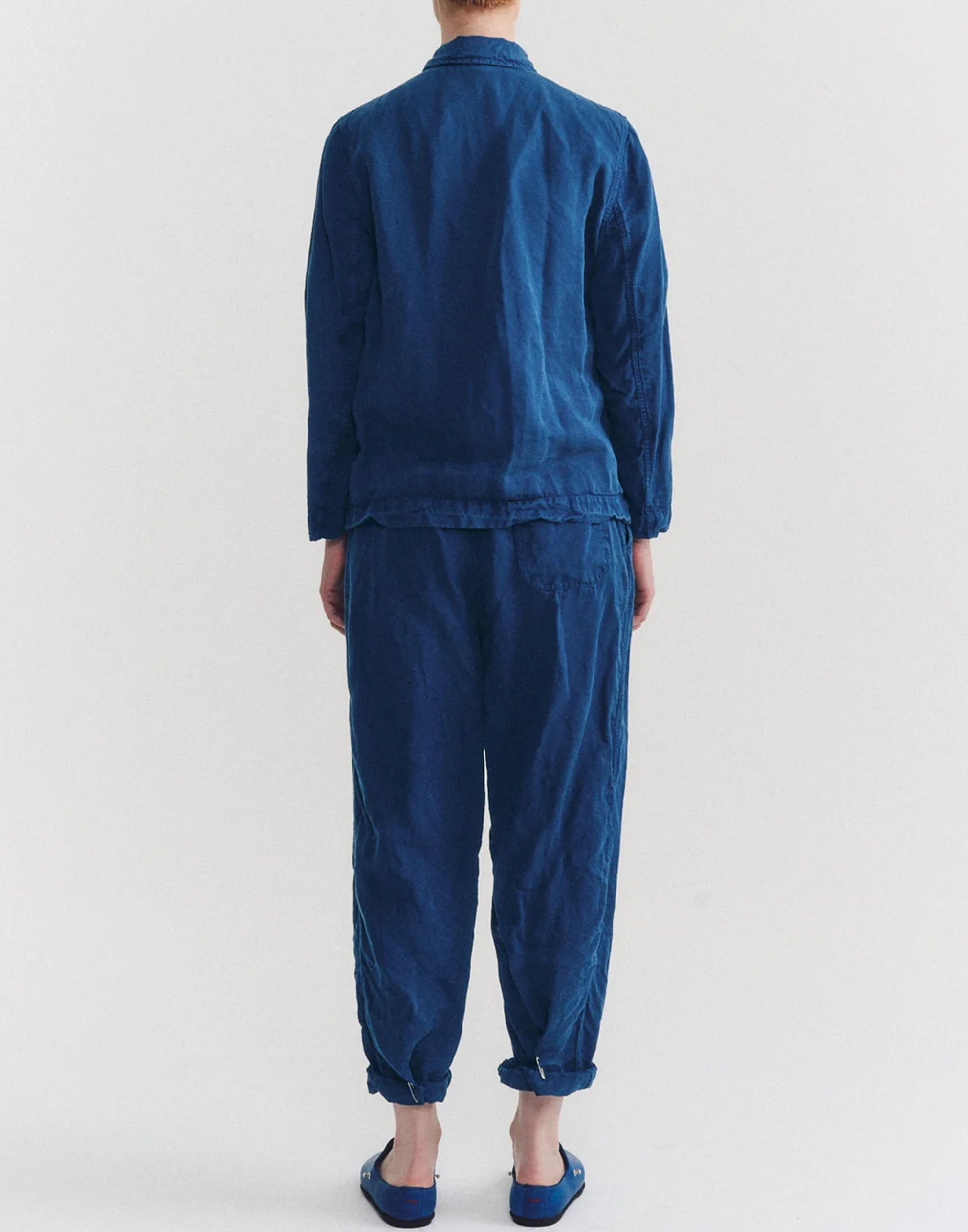 Blue Linen Blend Puddy Jacket