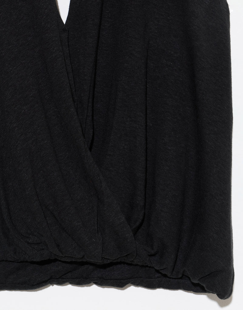 Black Linen Blend Halter Top