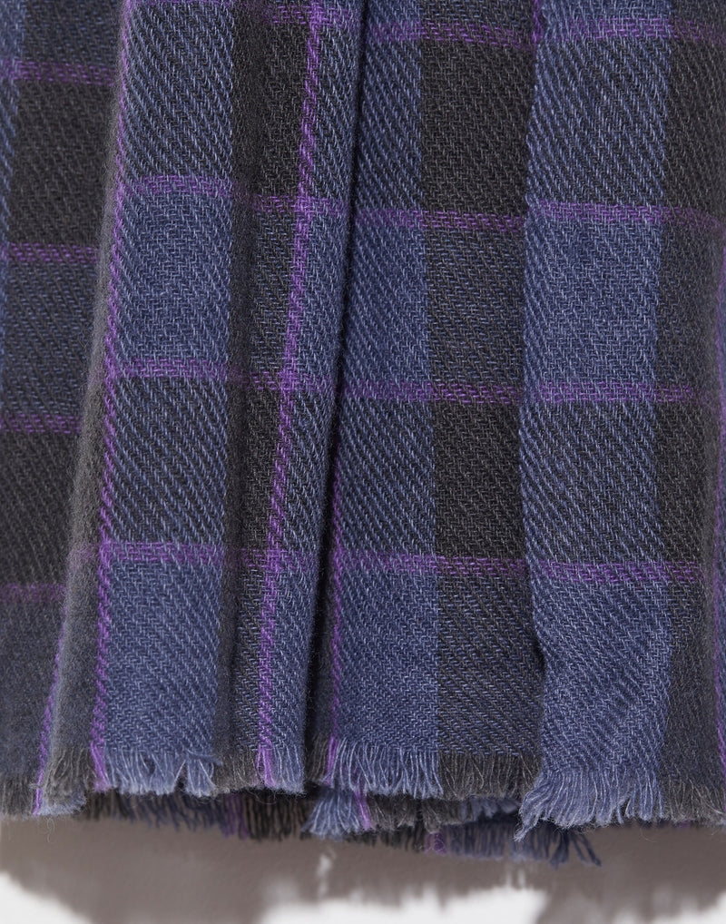 Navy Check Cashmere Himalaya Stole