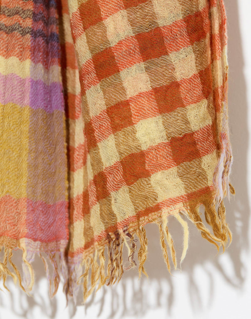 Primrose Check Wool Handwoven Scarf