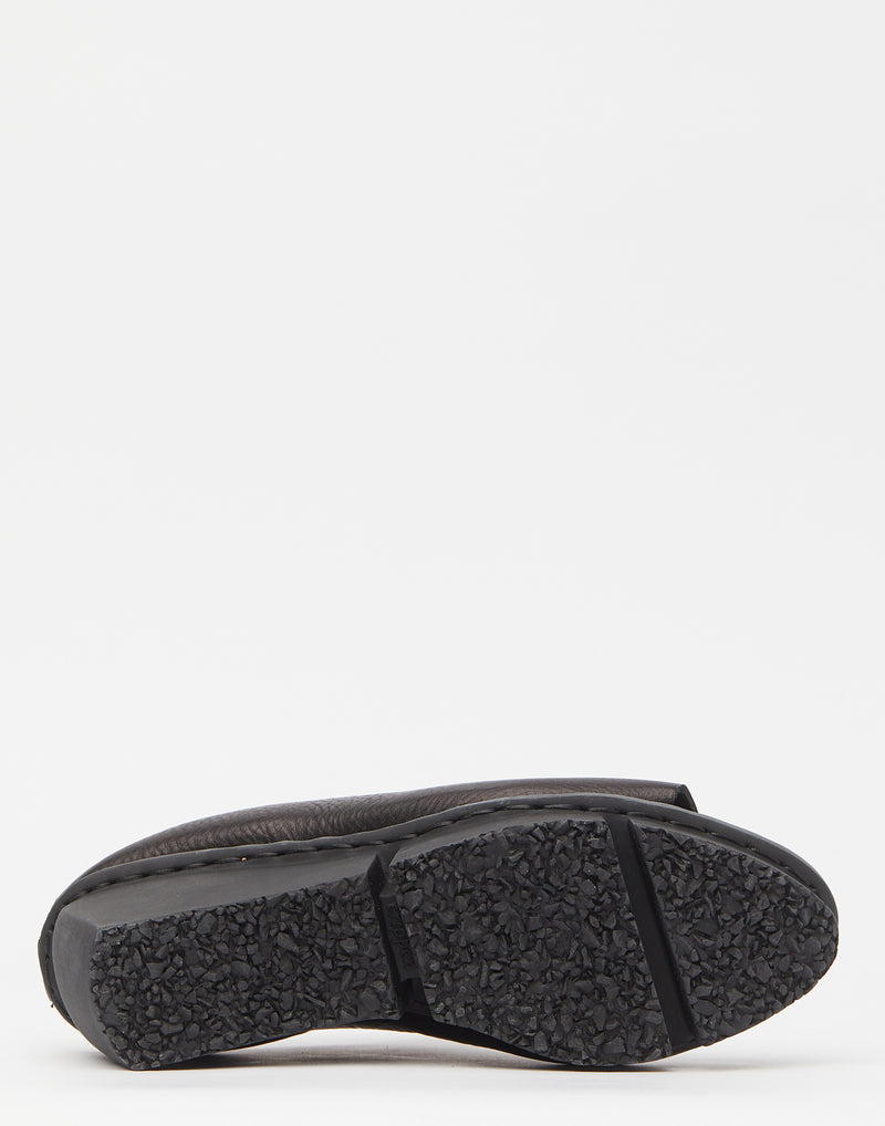 Black Leather Solo Wedge Slides