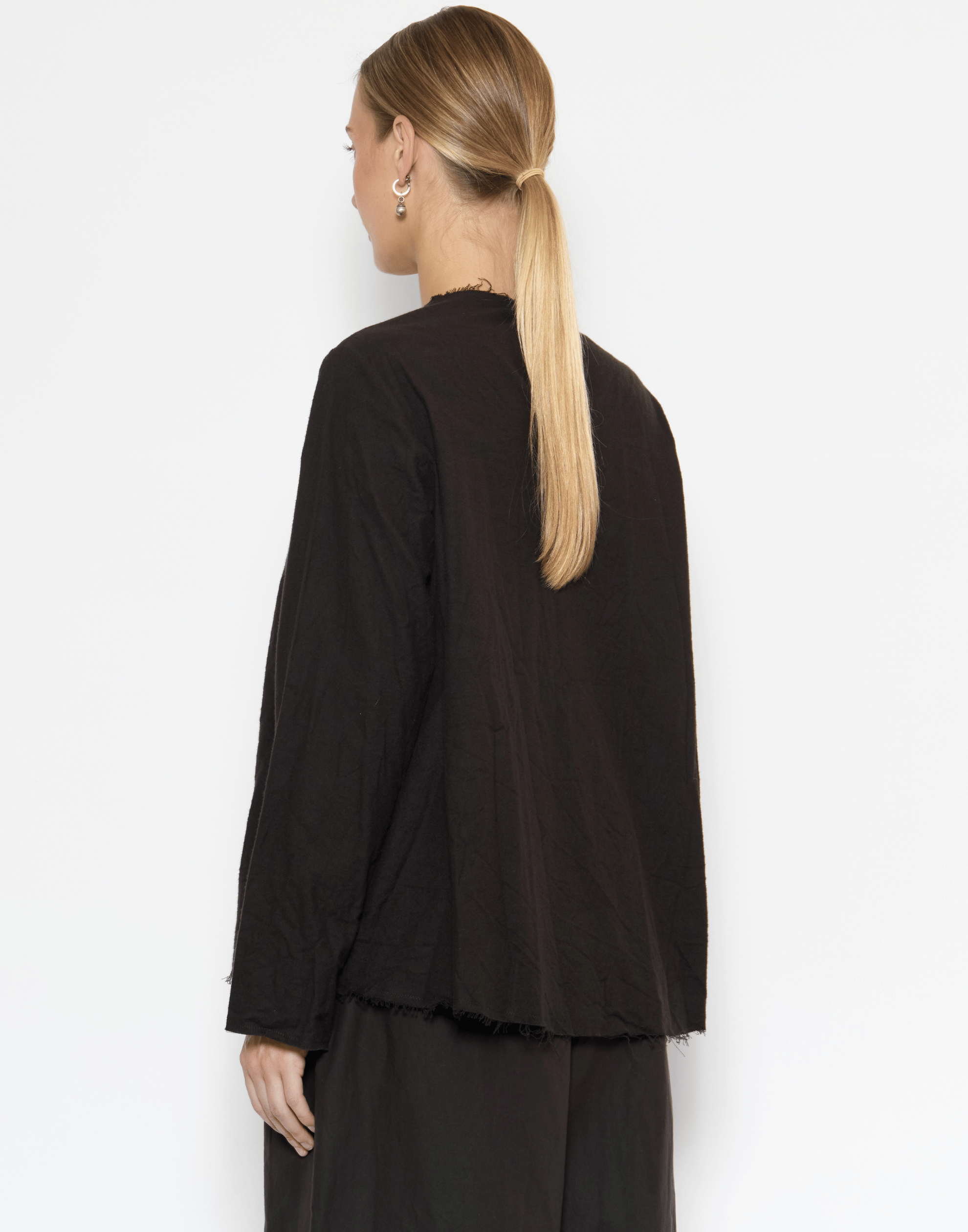 Bitter Chocolate Cotton Flannel Long Sleeve Top